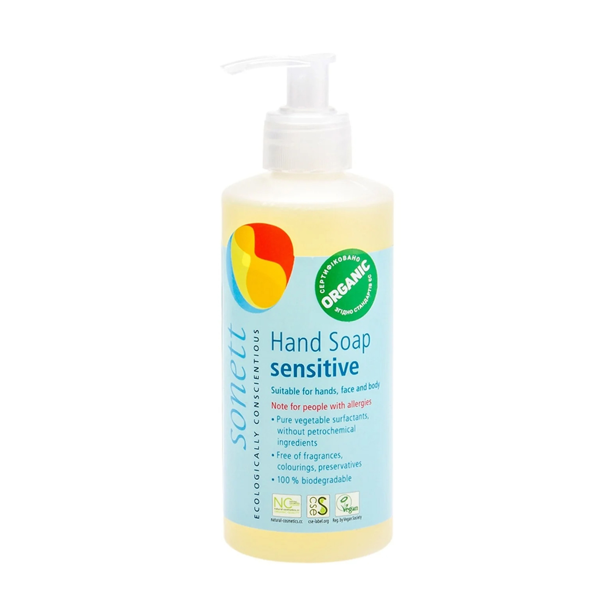 Органічне рідке мило для рук Sonett Sensitive Hand Soap нейтральне, 300 мл